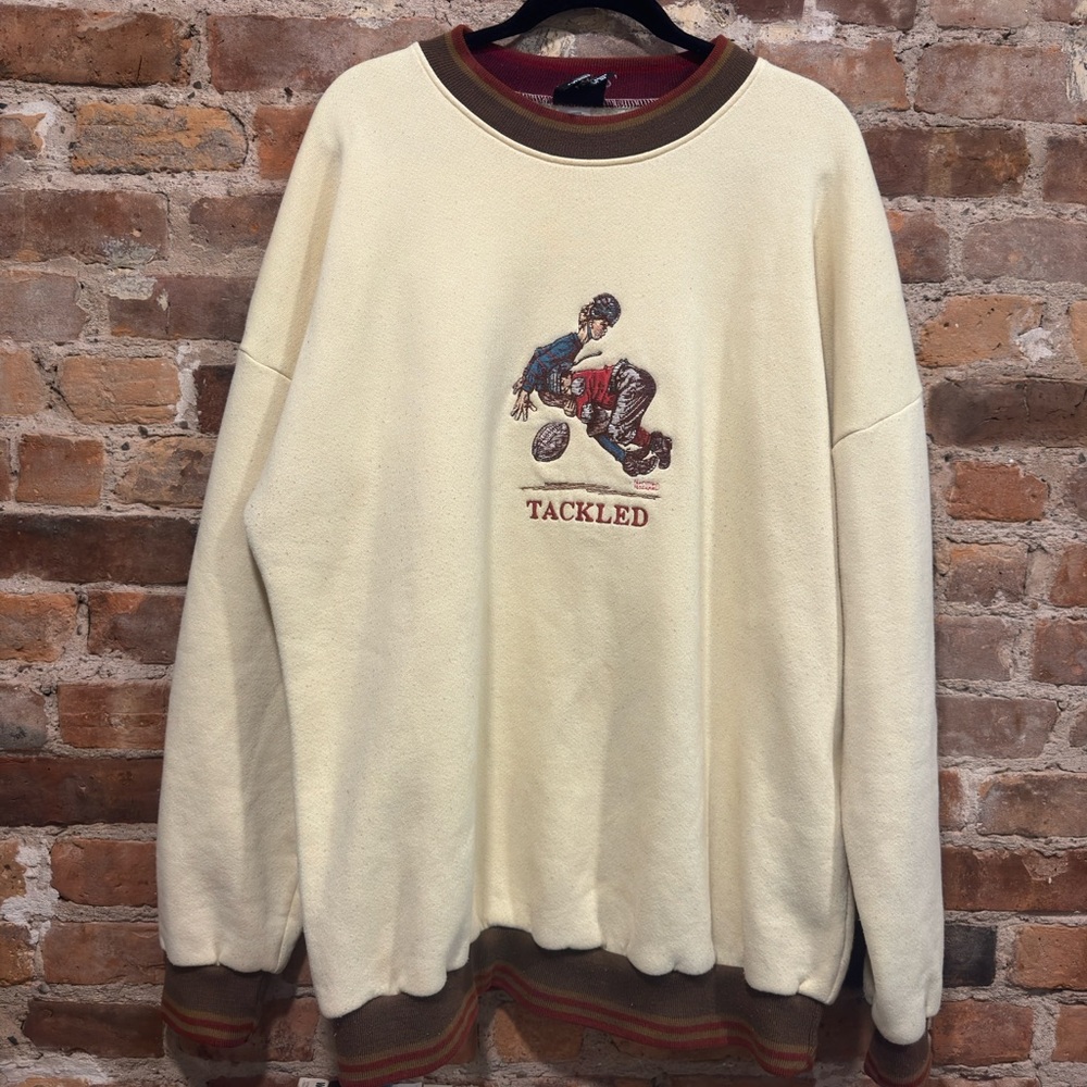 1980S NORMAN ROCKWELL TACKLED PULLOVER - Picture 4 of 6